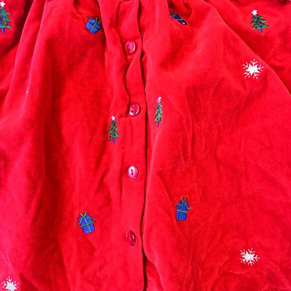 Vintage B.T. Kids Peter Pan Collar Lace Trim Christmas Holiday Embroidered Dress - Picture 3 of 6